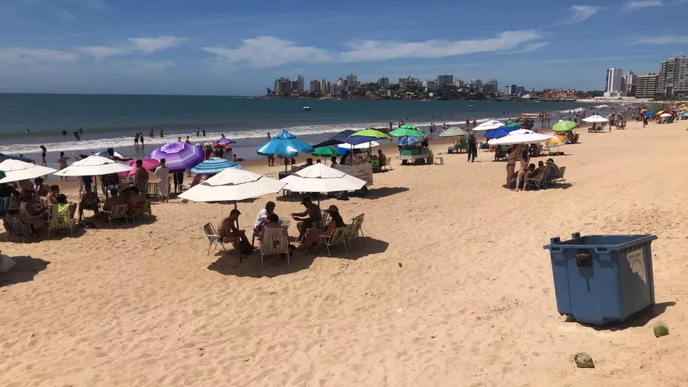 Praia do Morro, em Guarapari, em dezembro de 2020  Foto: Reprodução/TV Gazeta