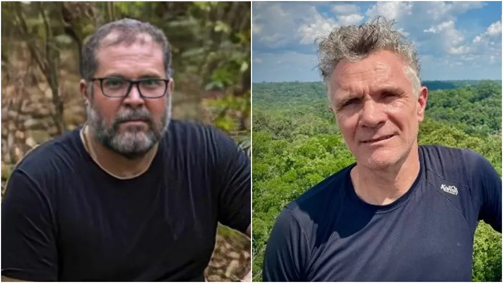 Montagem com fotos do indigenista brasileiro Bruno Araújo Pereira e do jornalista inglês Dom Phillips ?- Foto: TV Globo/Reprodução