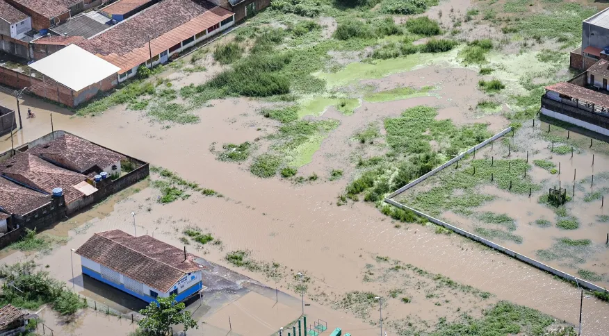 Imagens aéreas da chuva no município de Pilar, em Alagoas. Foto: Agência Alagoas