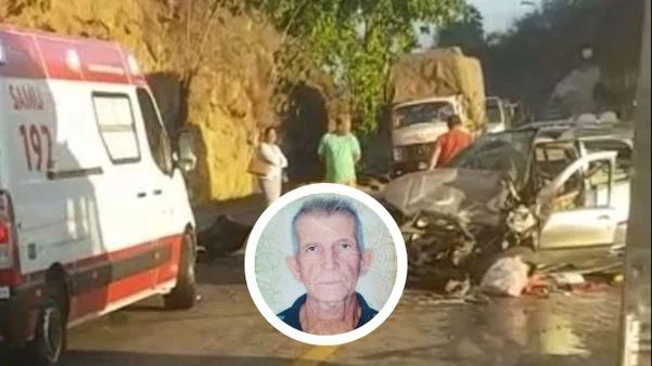 Motorista morto em acidente na BR 259 foi identificado como Izaias Alves de Oliveira, de 63 anos. Crédito: Montagem | A Gazeta