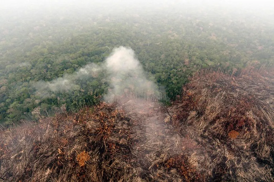 Área deflorestada e atingida por queimada na região de Lábrea, no Amazonas - Foto - Douglas Magno/AFP