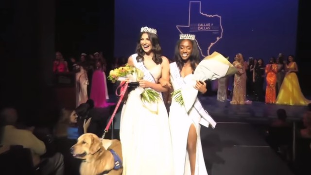 Jovem com autismo e epilepsia vence miss Texas com ajuda de cão Foto: Reprodução