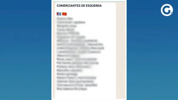 Lista de comerciantes "de esquerda". (Reprodução)