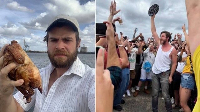 Alexander Tominsky é celebrado após devorar o 40º frango seguido Foto: Reprodução/Twitter