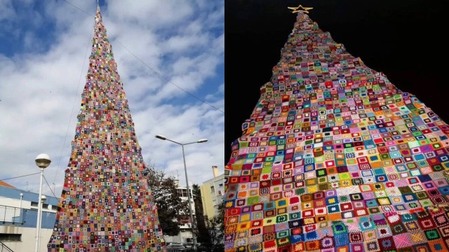 Árvore de Natal gigante em Loures, Lisboa, idealizada pela Associação de Moradores Unidos da Apelação (AMUA) Foto: Reprodução