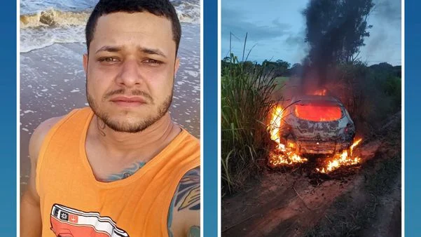 Motorista particular desaparece e carro é achado queimado em Linhares. (Leitor | A Gazeta)