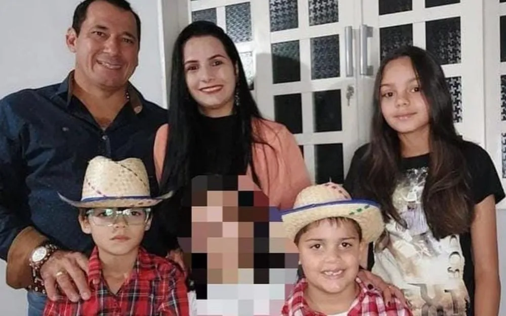 Fábio José Mafra de Oliveira, a esposa, Priscila Oliveira Franco Mafra, e os enteados mortos em fazenda ?- Foto: Reprodução/TV Anhanguera