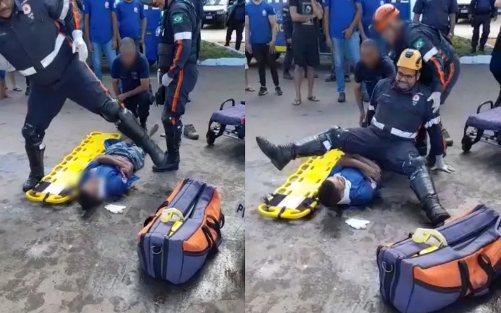 Socorrista do Samu cai sobre paciente durante atendimento e vídeo viraliza ?- Foto: Reprodição/Redes Socias