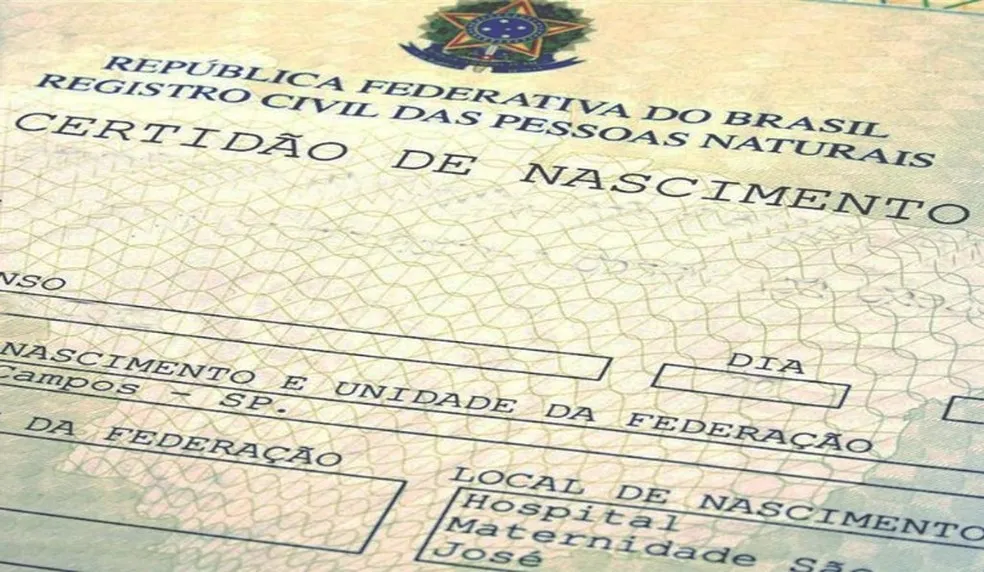 Certidão de nascimento  Foto: Divulgação (foto ilustrativa)