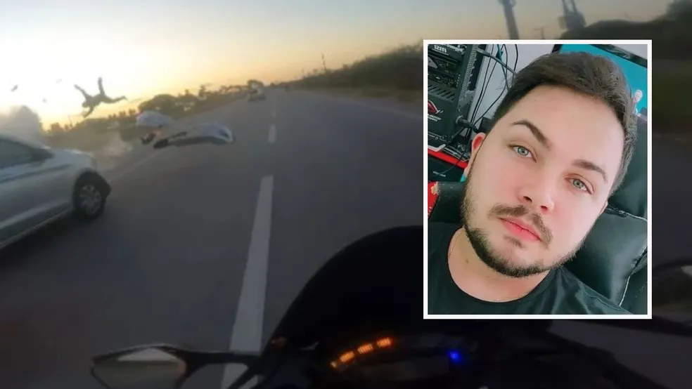 João Ingrisson Diógenes do Nascimento, de 28 anos, morreu após bater na lateral de um carro enquanto trafegava de moto a mais de 150 km/h, na CE-085, em Caucaia ?- Foto: Reprodução