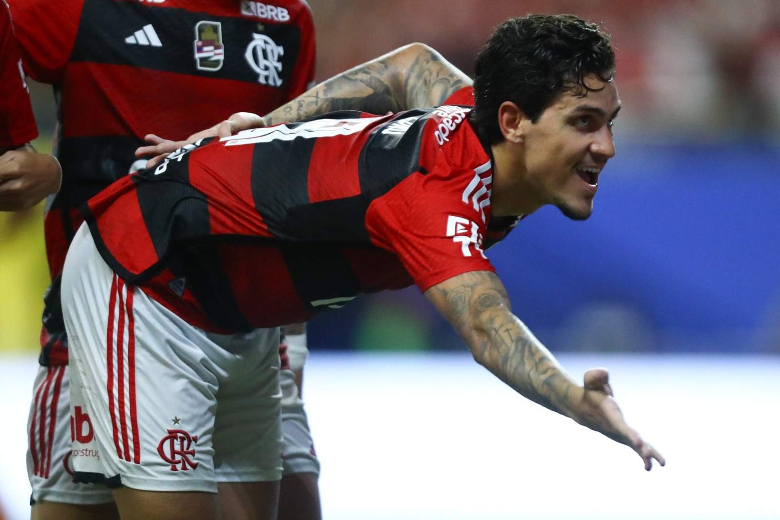 Foto: Marcelo Cortes/Flamengo/Pedro comemora após fazer o segundo gol do Flamengo na goleada sobre o Audax