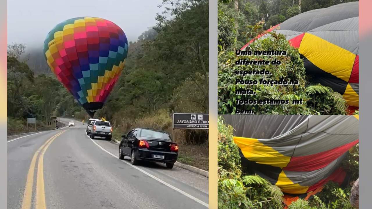 Foto: Reprodução / Instagram / Um balão parou na BR-262 e o outro em uma região de mata